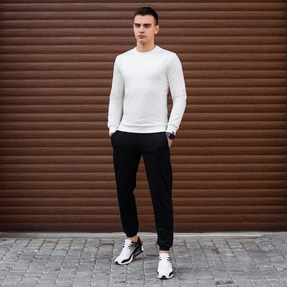 Світшот чоловічий однотонний молочний Pobedov 001 Київ - фото 5