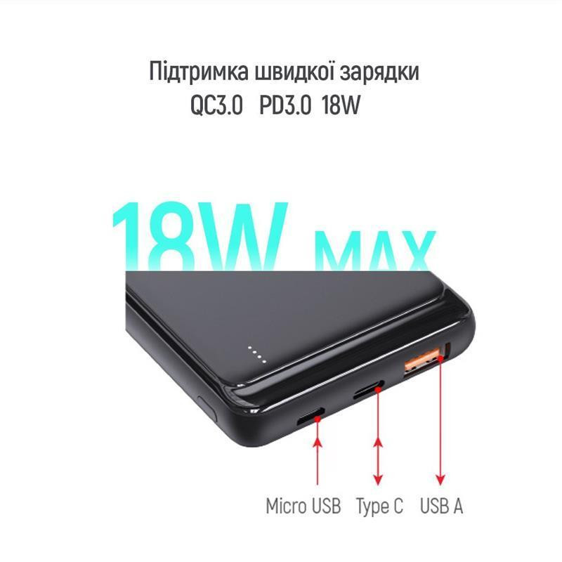 Універсальна мобільна батарея ColorWay Slim PD 10000 mAh Black (CW-PB100LPG3BK-PD) ( 21209 ) Харків - фото 7