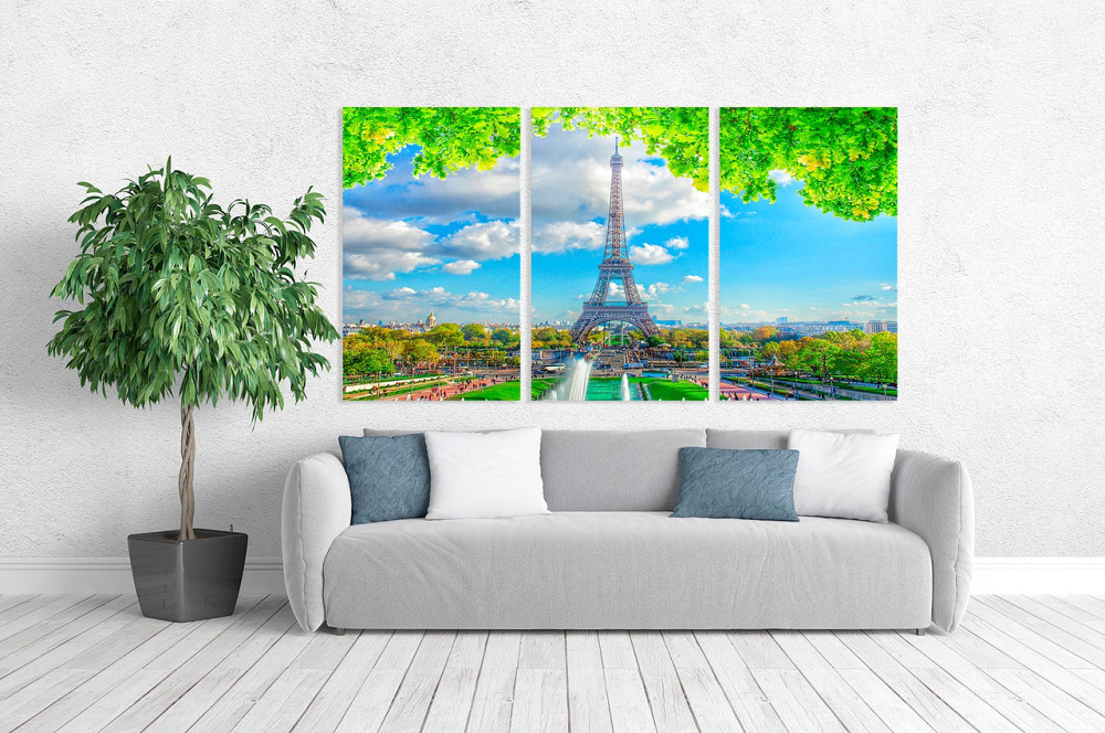 Модульная картина в гостиную / спальню  Париж     ART-259_3A 100х150 см Киев - изображение 2