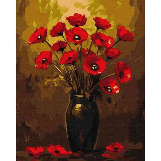 Картина за номерами "Букет маків" ©art_selena_ua KHO3328 з фарбами металік 40х50 см Вінниця