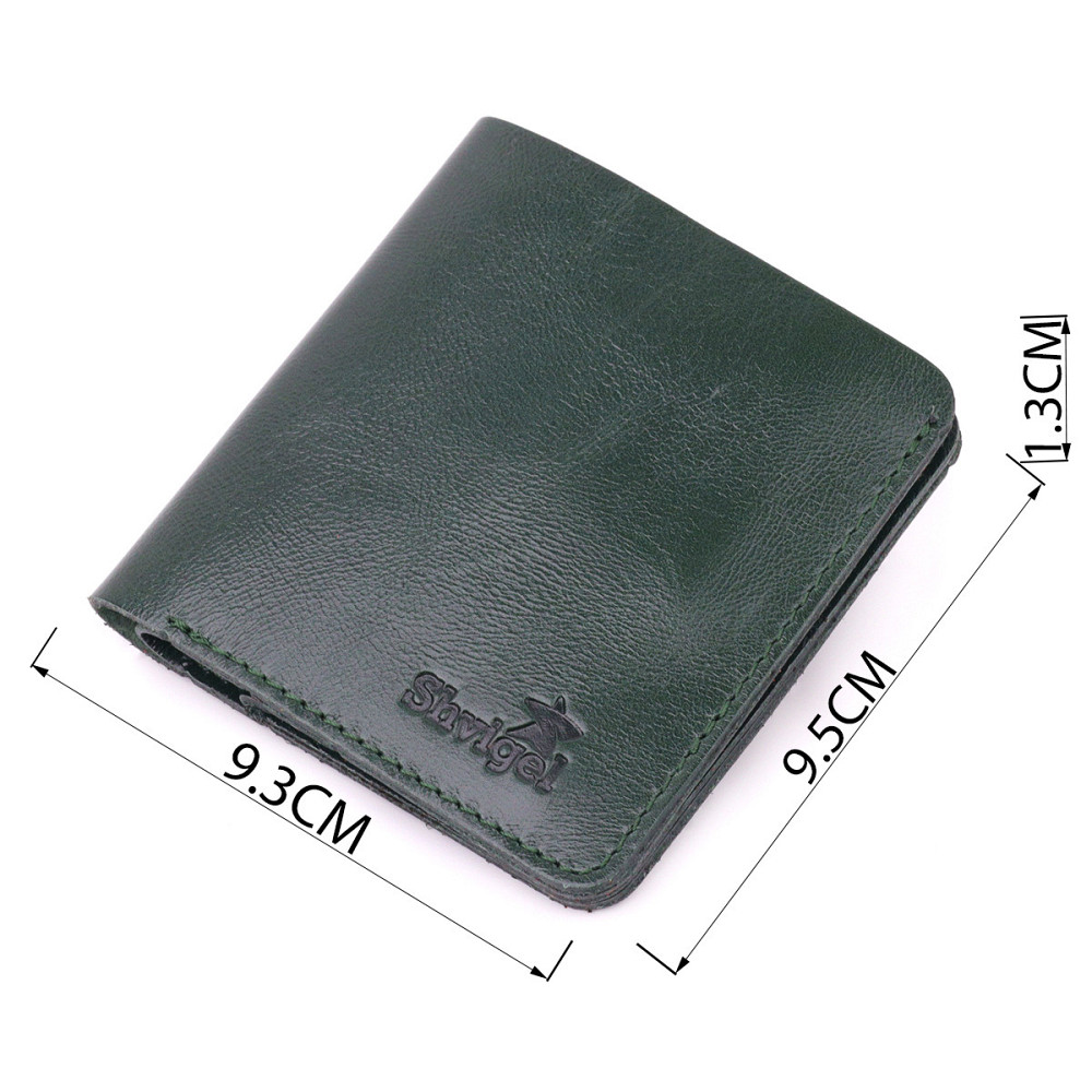 Шкіряне практичне портмоне Shvigel 16608 Зелений Київ - фото 8