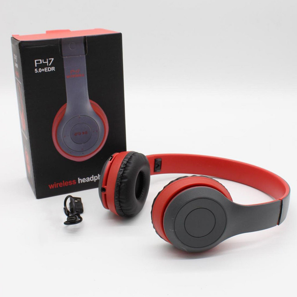 Бездротові Bluetooth-навушники з мікрофоном і Mp3 плеєром, P47, Червоний/Стереогарнітура/Накладні навушники блютуз Київ - фото 10