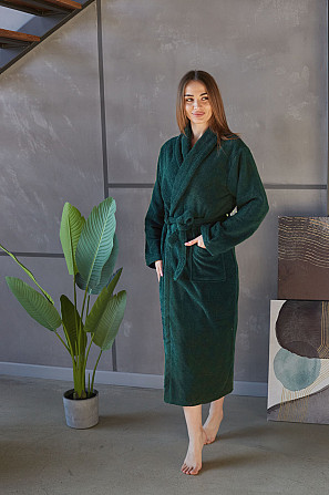Банний махровий халат Ideal Textile смарагдовий (56861055) Чернівці - фото 1