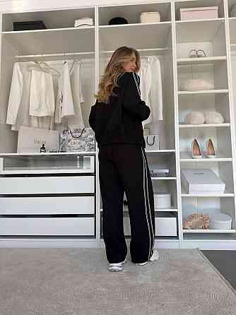 Жіночий стильний повсякденний костюм із тканини Lacoste Double Face Чорний Одеса