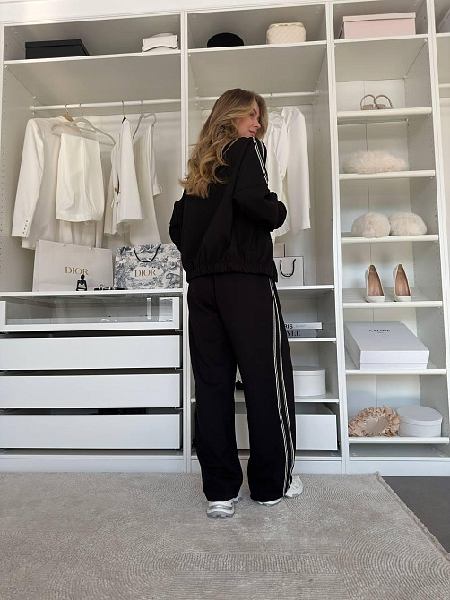 Жіночий стильний повсякденний костюм із тканини Lacoste Double Face Чорний Одеса - фото 3