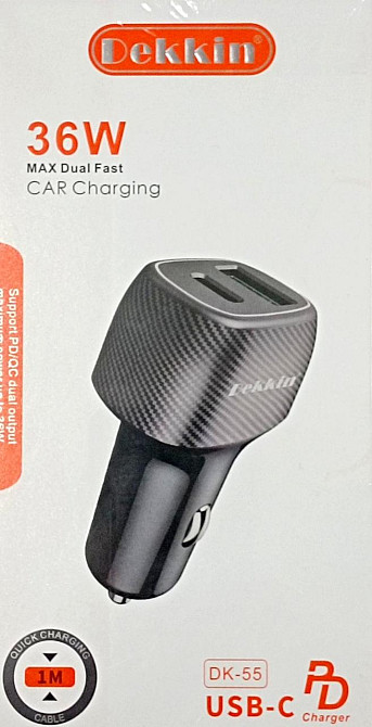 Автомобільне зарядне пристрій USB+PD Dekkin DK-55 / +кабель Type-C Дніпро - фото 1