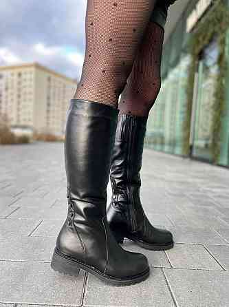 Чоботи жіночі ЭММА Z-25 чорні натуральна шкіра зима висота 36см каблук 5см (2510) Коломия