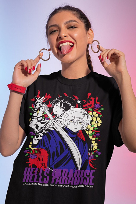 Футболка з аніме принтом Хелл С Парадісе Джігокураку оверсайз (S/M/L) Чорний AnimeJ0144 Дніпро - фото 3