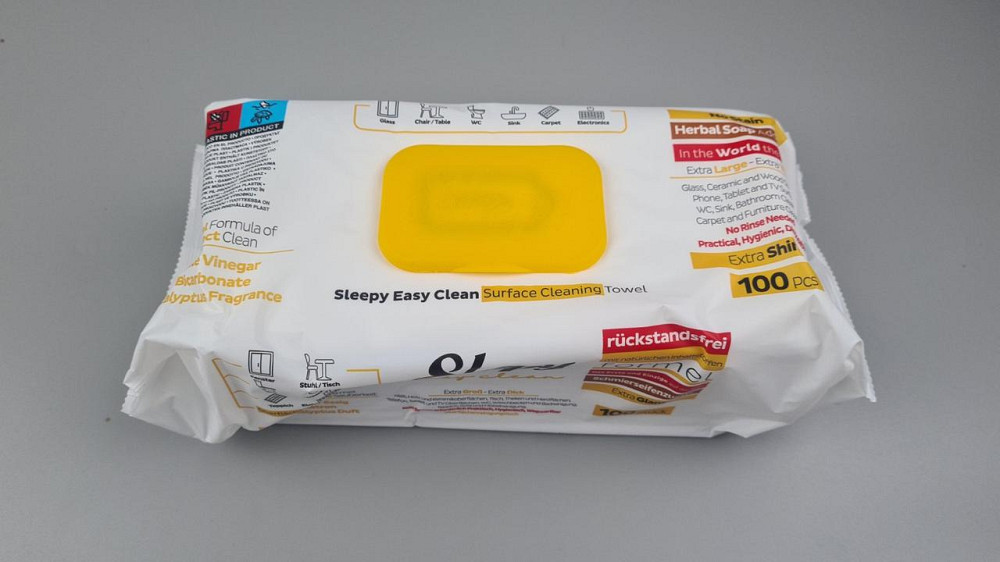 Волога серветка 100 шт. з клапаном для прибирання "SLEEPY" EXTRA SHINE ЖЕЛТАЯ (1 пачка) Харків - фото 1