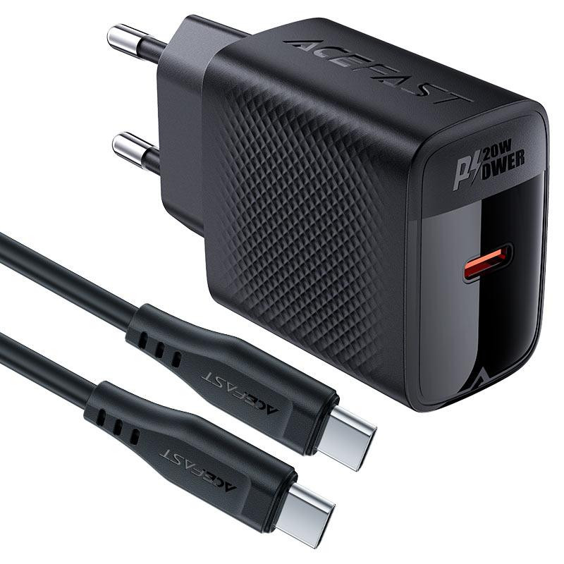 Мережевий зарядний пристрій з кабелем ACEFAST A82 PD20W GaN single USB-C charger set (P5) (EU) Black Одеса - фото 5
