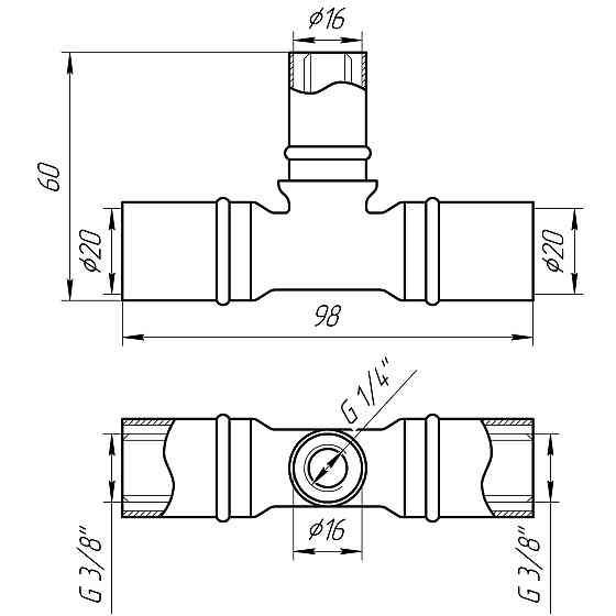 Трійник проміжний прес APE ITALY AP 131 20х16х20 Киев