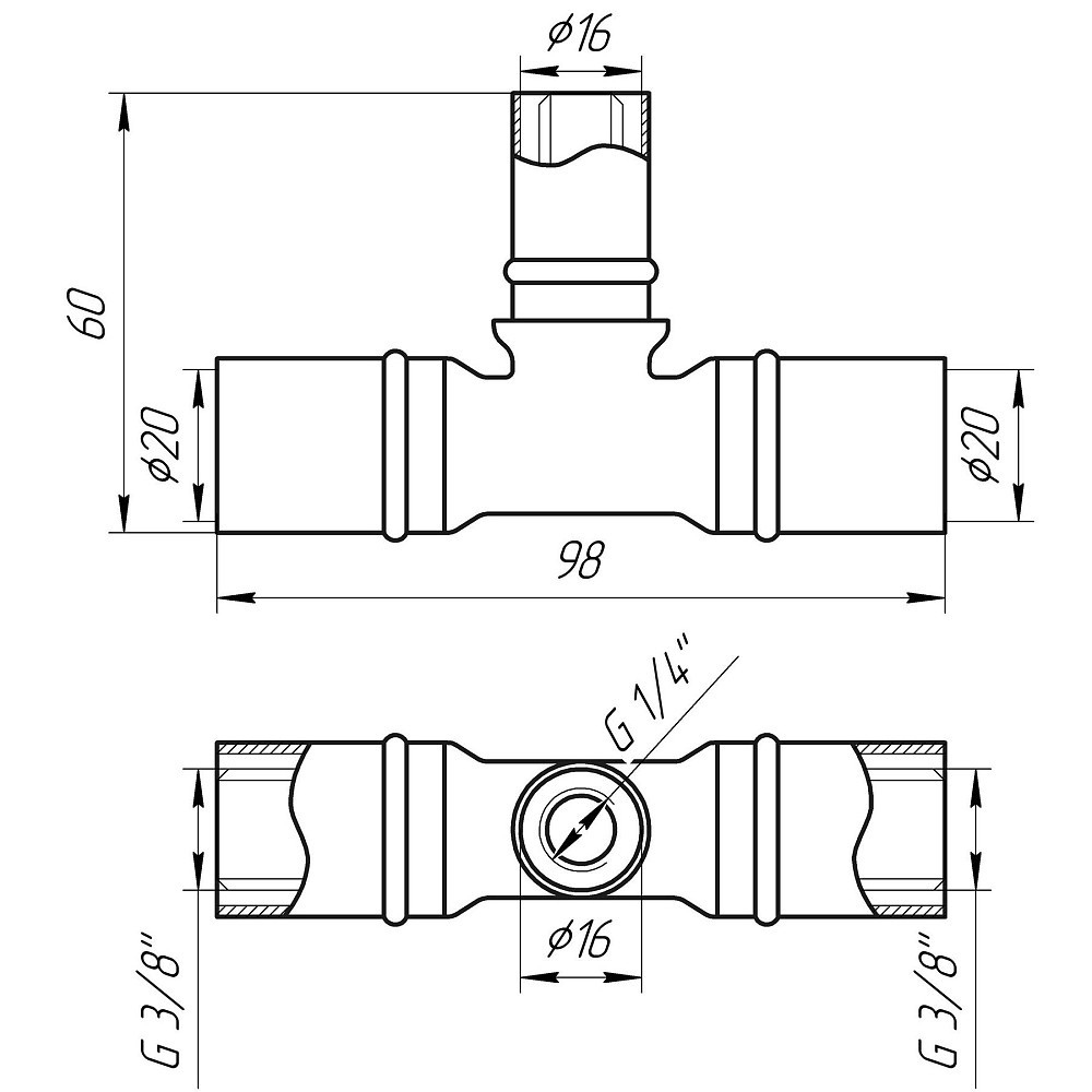Трійник проміжний прес APE ITALY AP 131 20х16х20 Тернополь - изображение 3
