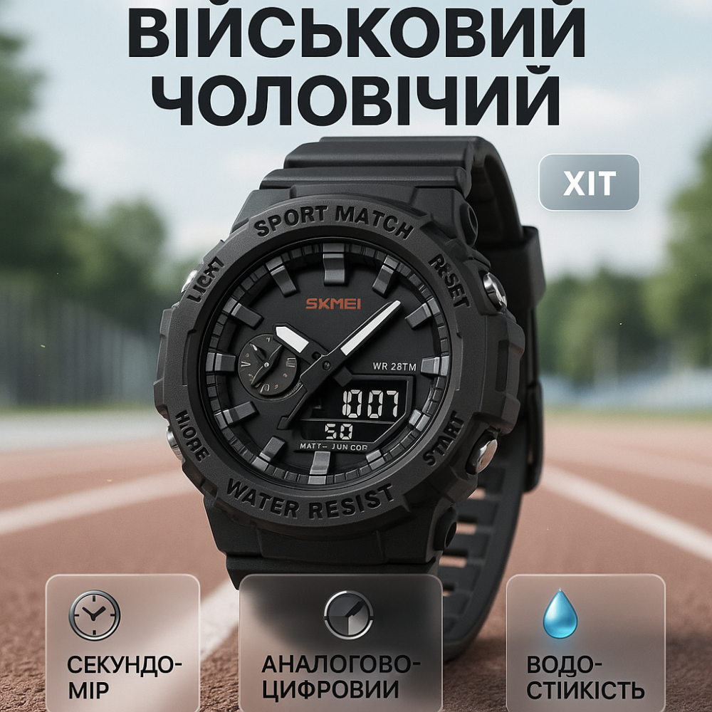 Стильний армійський годинник SKMEI 2351BKBK, Стильний тактичний годинник для чоловіка OT-72 Львів - фото 3
