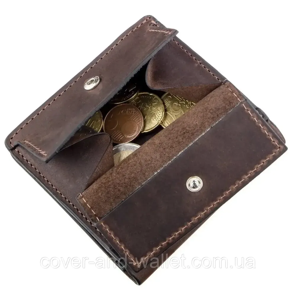 Компактний вертикальний портмоне на магнітах із натуральної шкіри Grande Pelle Lettera Київ - фото 8