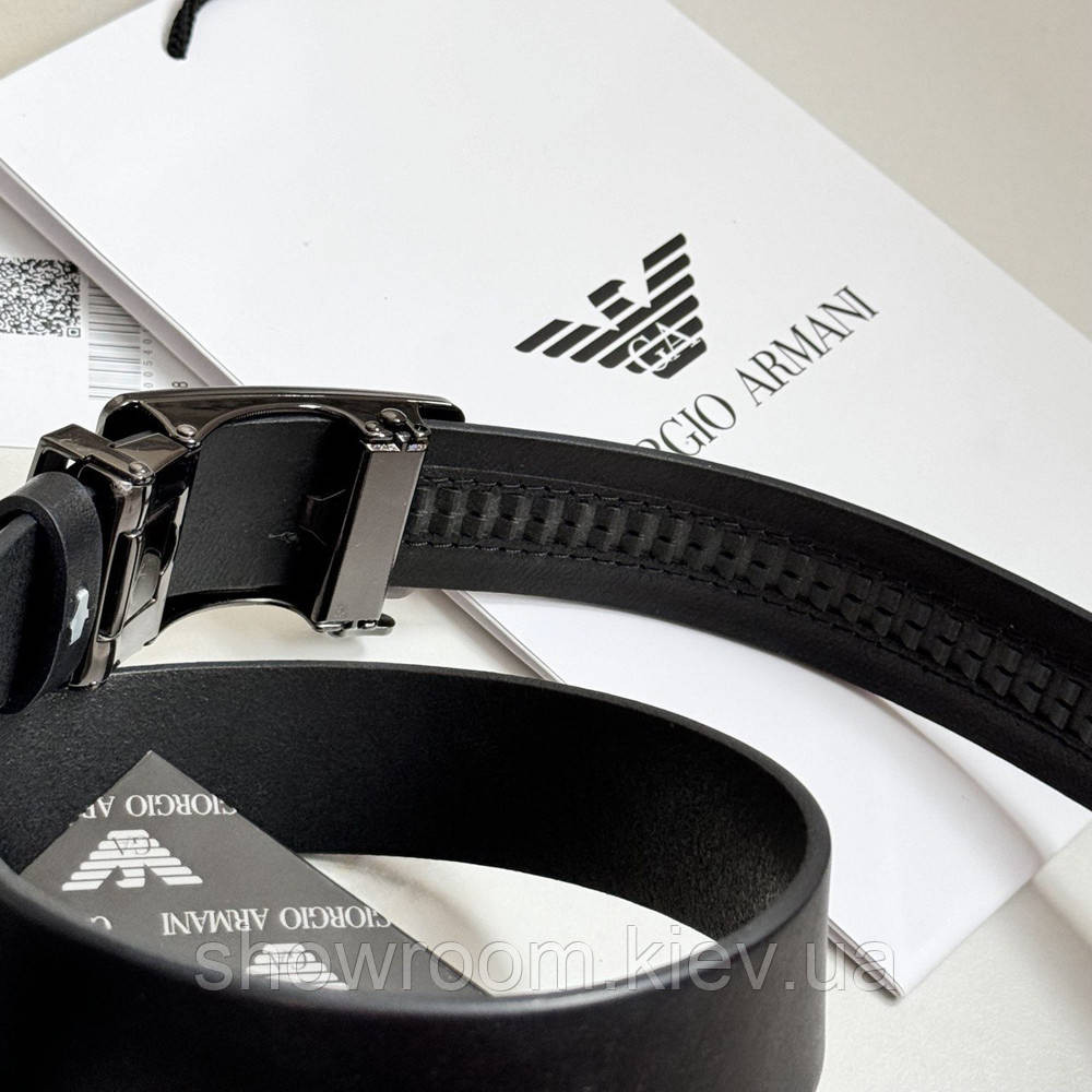 Чоловічий шкіряний ремінь із пряжкою автомат (311) чорний Київ - фото 3