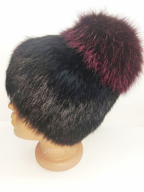 Шапка хутряна жіноча ліхірик Ельвіра Бордовий Харків - фото 2