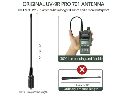 Радіостанція рація Baofeng UV-9R Pro 8W водонепроникна IP68 Type-C батарея 1800 мА·год (Зелений) Вінниця