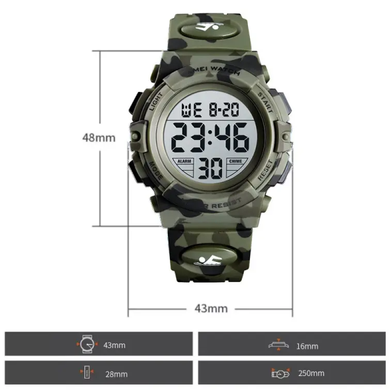 Дитячий спортивний наручний годинник Skmei Kids 1548 (Зелений камуфляж) Вінниця