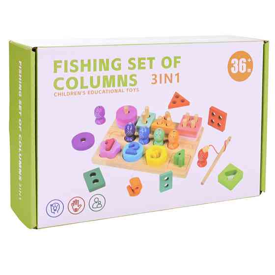 Дитяча дерев’яна іграшка "Пірамідка-сортер" C9416 рибалка, вкладиші Вінниця