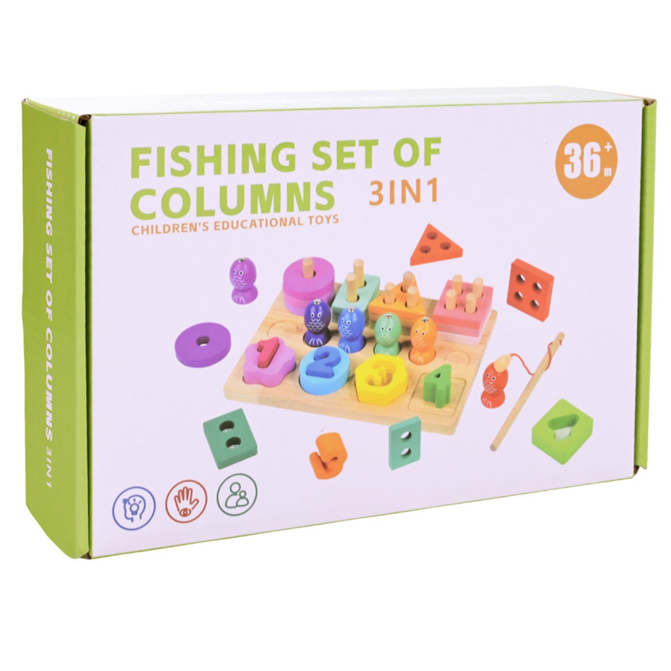 Дитяча дерев’яна іграшка "Пірамідка-сортер" C9416 рибалка, вкладиші Вінниця - фото 4