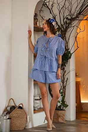 Домашній костюм «Montana» з бавовни та мережива Синій, M Харків