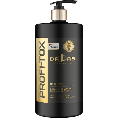 Маска для волос Dalas Cosmetics Profi-Tox Hair Mask С кератином, коллагеном и гиалуроновой кислотой 900 мл (4262396141514) Винница - изображение 1
