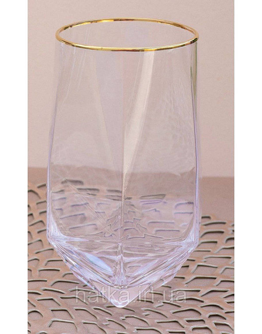 Склянка "Прозорий діамант" 750 мл прозоре скло із золотим обідком Київ - фото 2