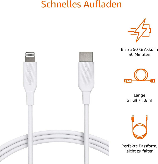 Кабель Lightning to USB‑C MFi для iPhone 12/12 Pro/12 Pro Max/11/11 Pro/11 Pro Max/X/XR 1,8 м белый Киев - изображение 5