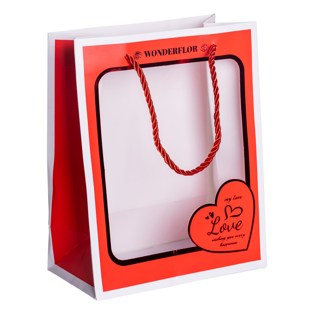 Yiwu Набір подарункових пакетів з паперу Love з віконцем 12 шт 18×10×23 см HP-10359-17 Коломия - фото 4