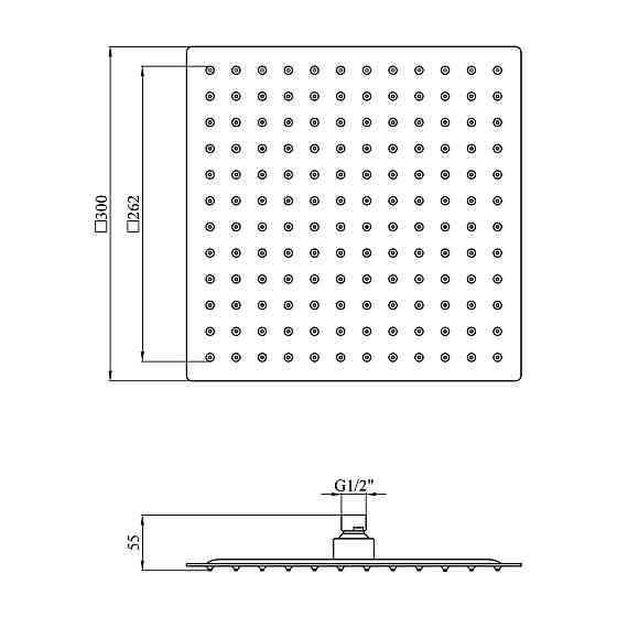 Лійка для верхнього душу Kroner KRP Edelstahl Kubus - ESG704-300 сатин Київ