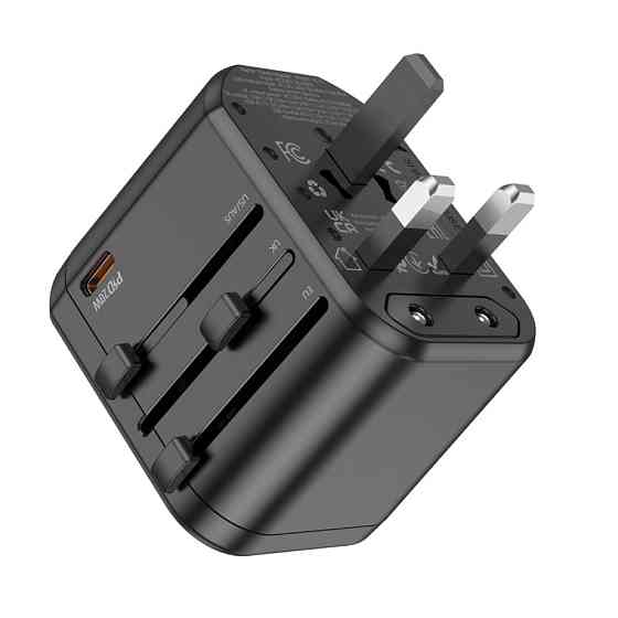 Універсальний зарядний пристрій HOCO AC15 Walker three-port PD20W(1C2A) universal conversion charger Black Одеса