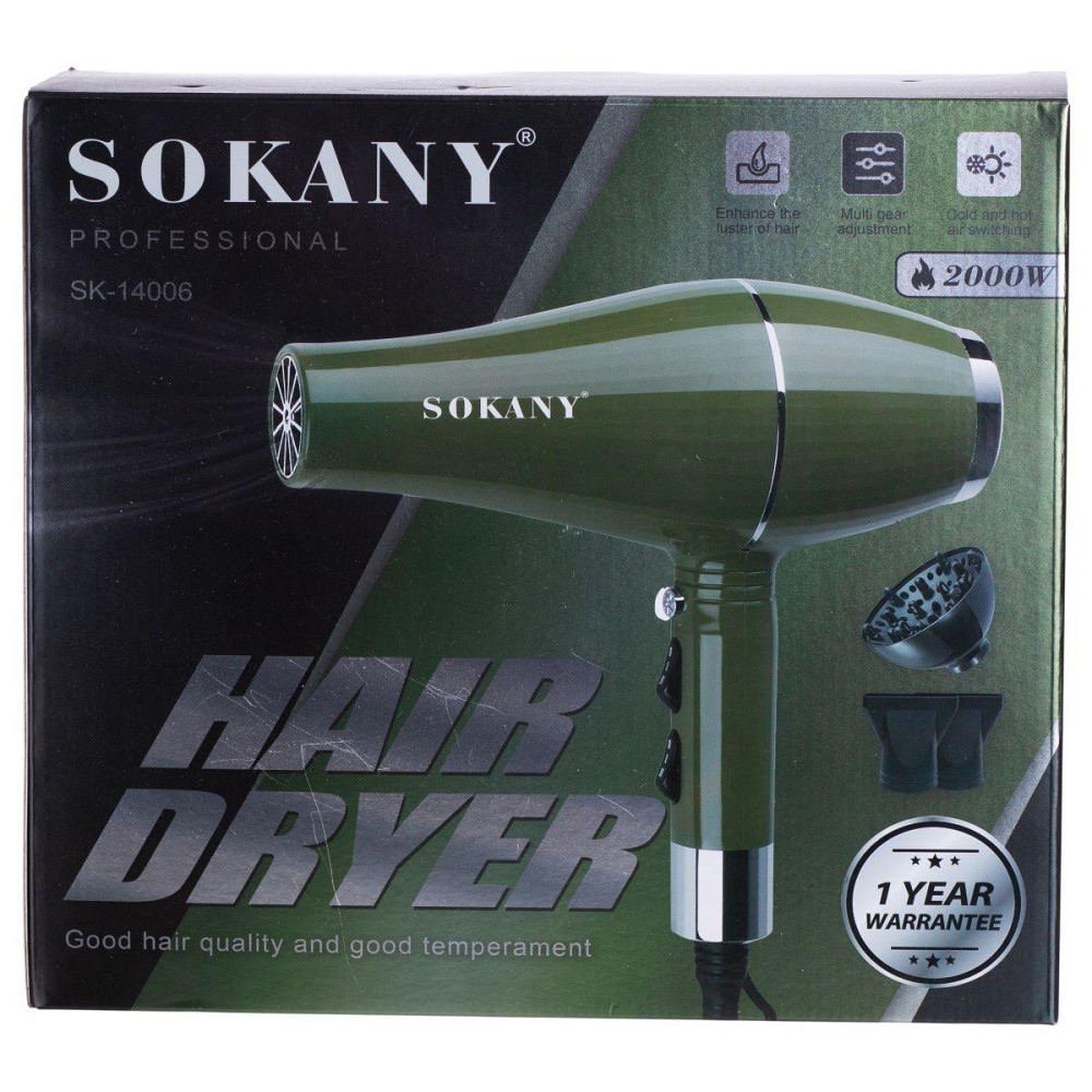 Фен для волос Sokany 2000 Вт с насадкой-концентратором Киев - изображение 6