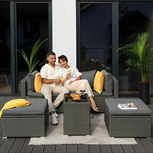 Комплект садових меблів для тераси двору балкона набір столу та стільців для відпочинку Di Volio Alzano сірий Київ - фото 1