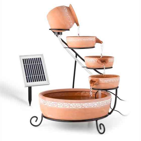Каскадный фонтан Эмполи, терракота, 5 уровней, 200 л/ч, солнечная батарея, 2 Вт, светодиод (Германия, читать Ровно