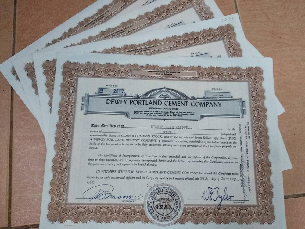 Акция. Dewey Portland Cement 1960 год (5 - 42) Полтава - изображение 1