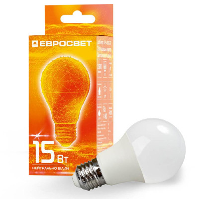Лампочка Євросвітло 15Вт 4200К A-15-4200-27 Е27 Вінниця - фото 1