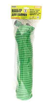 Набір для поливу MASTERTOOL DEW LINE 5 шт (пістолет 7 режимів/шланг 10 м/адаптер ½" ВР-¾" ВР/конектори ⅜" 2 шт) 92-9342 Коломия