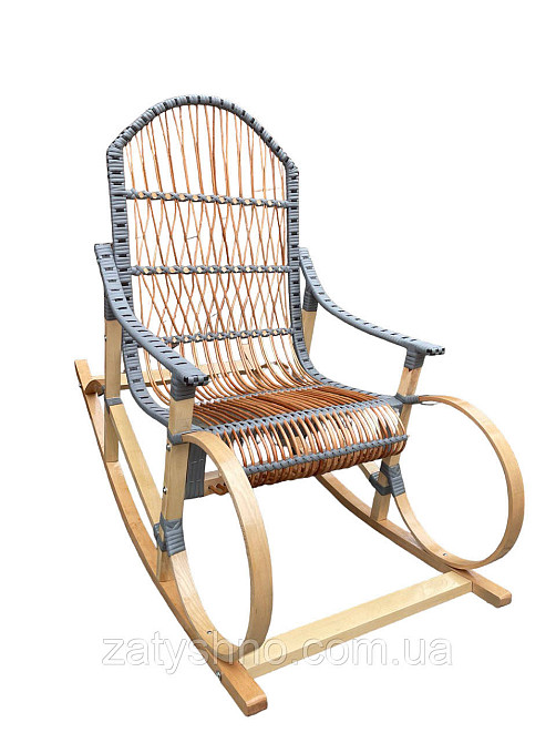 Крісло гойдалка плетена сіра з ротангом Київ - фото 4