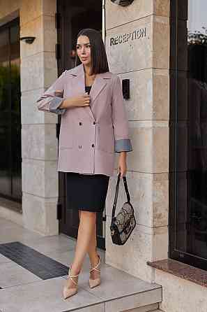 Жіночий базовий піджак на підкладці з манжетами "Lavita" | Норма і батал Бежевий, 46-48 Київ