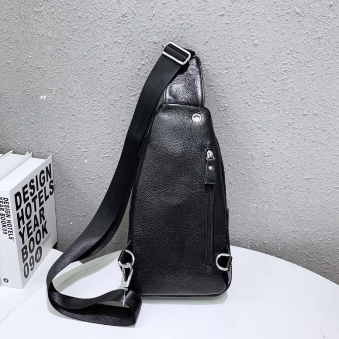 Слінг шкіряний чоловічий на плече чорний TIDING BAG TH-73583 Кам'янське - фото 6