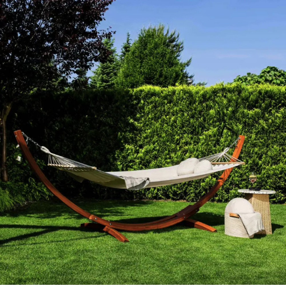 Гамак с прочным каркасом раскладной для сада и дачи мобильный комплект для релакса Di Volio Trevia кремовый Киев - изображение 10