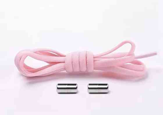 Шнурки эластичные полукруглые без завязок с металлическими застежками Розовый Смела