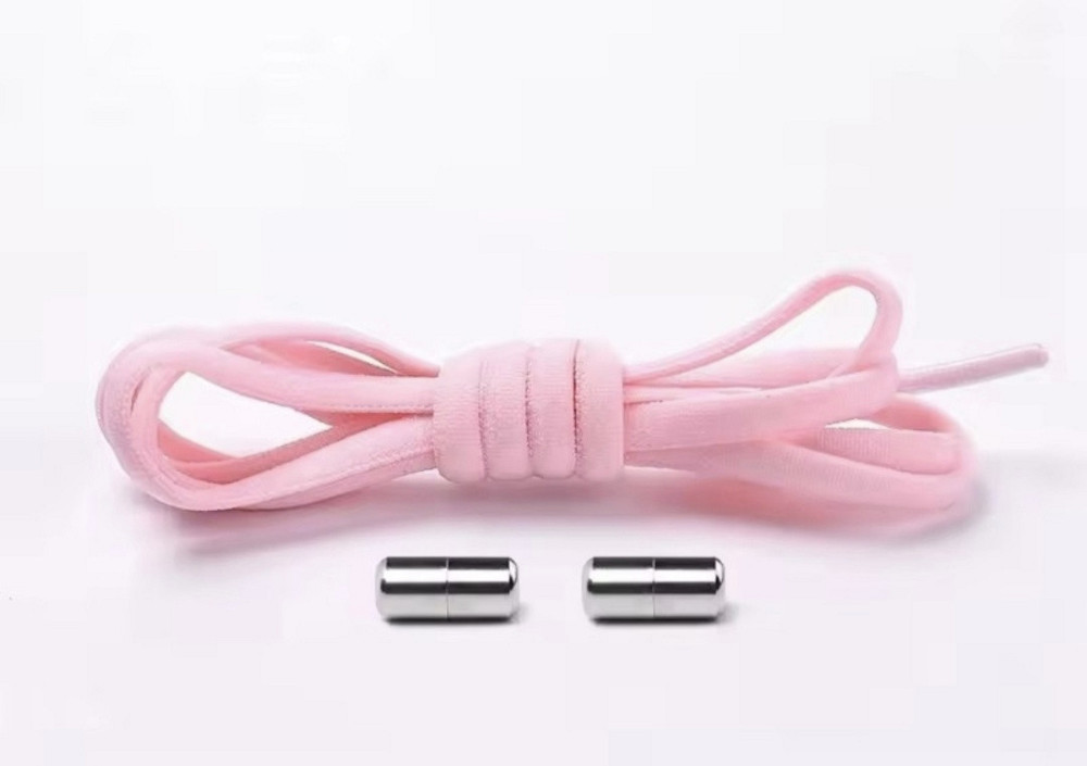 Шнурки эластичные полукруглые без завязок с металлическими застежками Розовый Смела - изображение 1