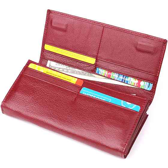 Модний жіночий гаманець на магнітах із натуральної шкіри ST Leather 23113 Бордовий Київ