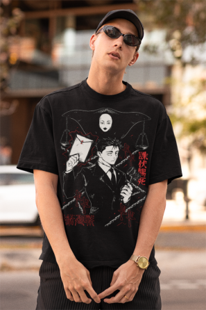 Футболка для хлопчика з аніме принтом Магічна битва оверсайз (зріст від 165 до 180) Чорний AnimeJ0189m Дніпро