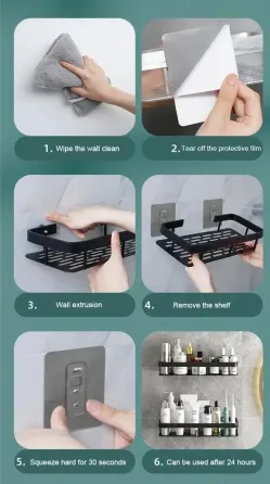 Настенная двухуровневая полка металлическая, самоклеящаяся для ванной комнаты, душевой. Коломыя