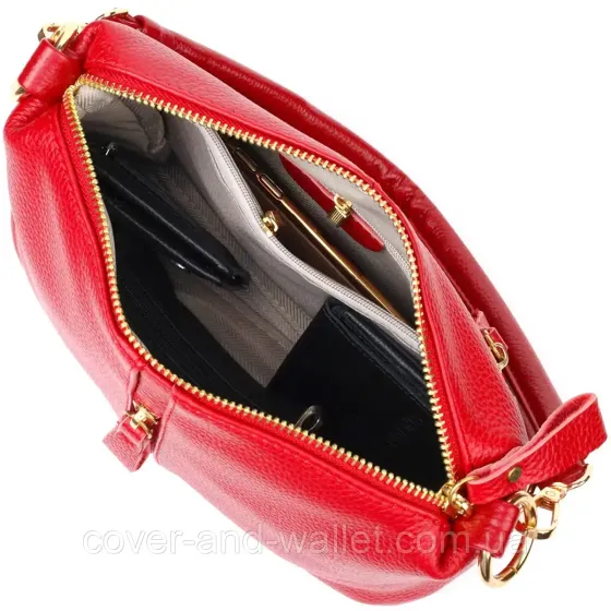 Женская сумка через плечо из натуральной кожи красного цвета Leather Collection Киев