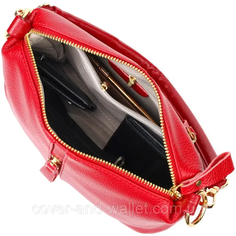 Женская сумка через плечо из натуральной кожи красного цвета Leather Collection Киев - изображение 5