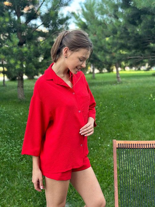 Жіночій костюм з шортами Червоний M Харків - фото 1