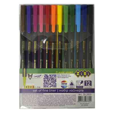 Лайнер ZiBi набір різнокольорових Тригранні 0.4 мм, 12 шт (ZB.2850) Вінниця